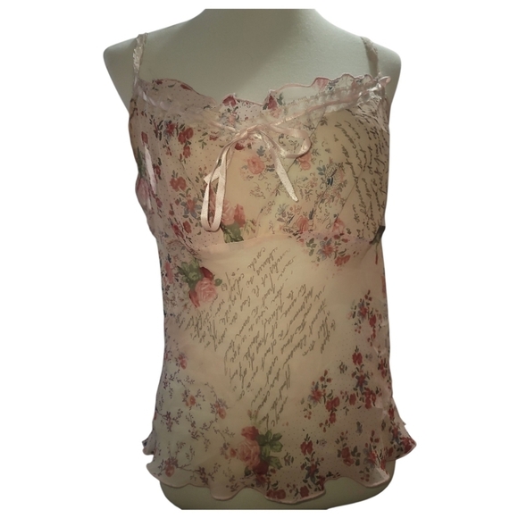 Secret Treasures Tops - Secret Treasures Pink floral cottagecore tank top Chemise prairiecore Medium